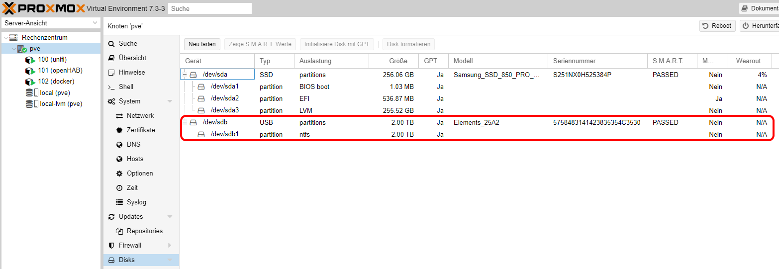 Proxmox USBHDD im Container einbinden IT Brothers Blog