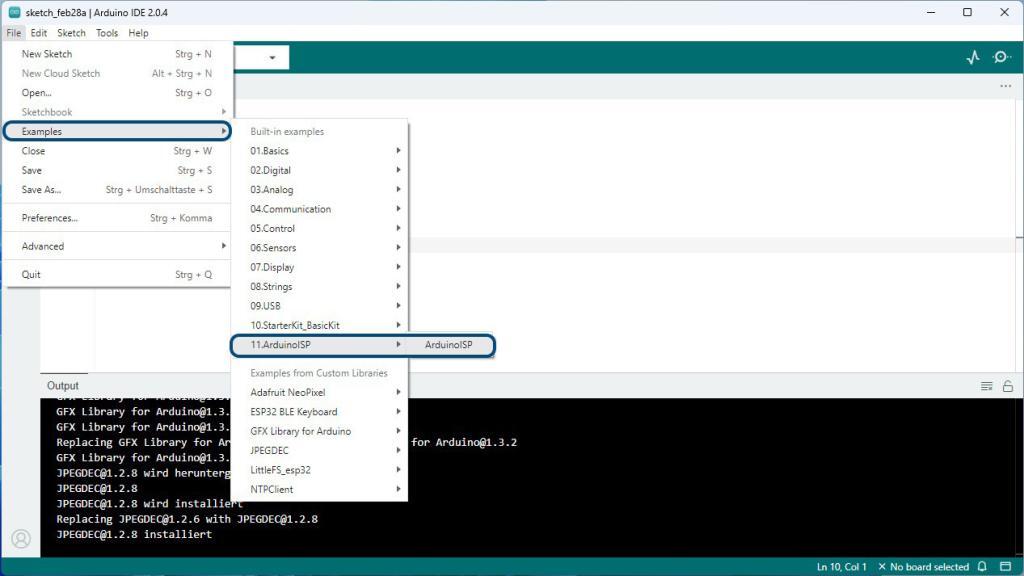 ATTINY ArduinoISP Beispielcode