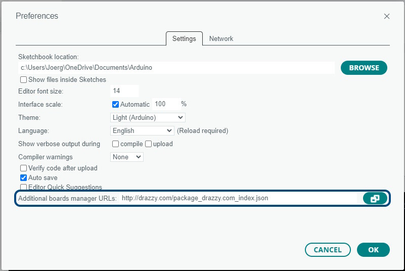 Arduino IDE ATTINY Boardmanager