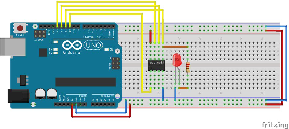 ATTINY Arduino Uno Verkabelung