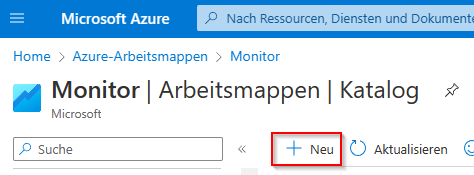 neue Azure Arbeitsmappe erstellen