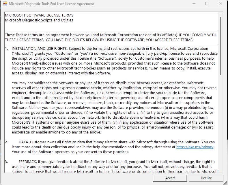 Microsoft Defender für Endpunkt Client Analyzer - Lizenzbedingungen