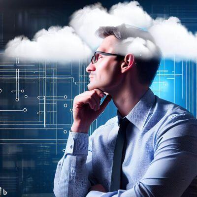 IT Architect thinking about horizontal and vertical scaling in a cloud based IT world400x400