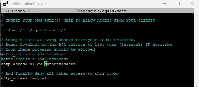 Ubuntu 22.04 Squid Standard Allow Authenticated