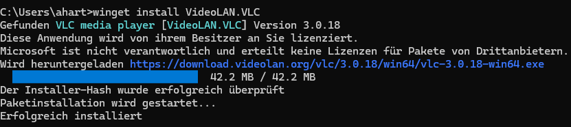 Microsoft Winget Installation VLC