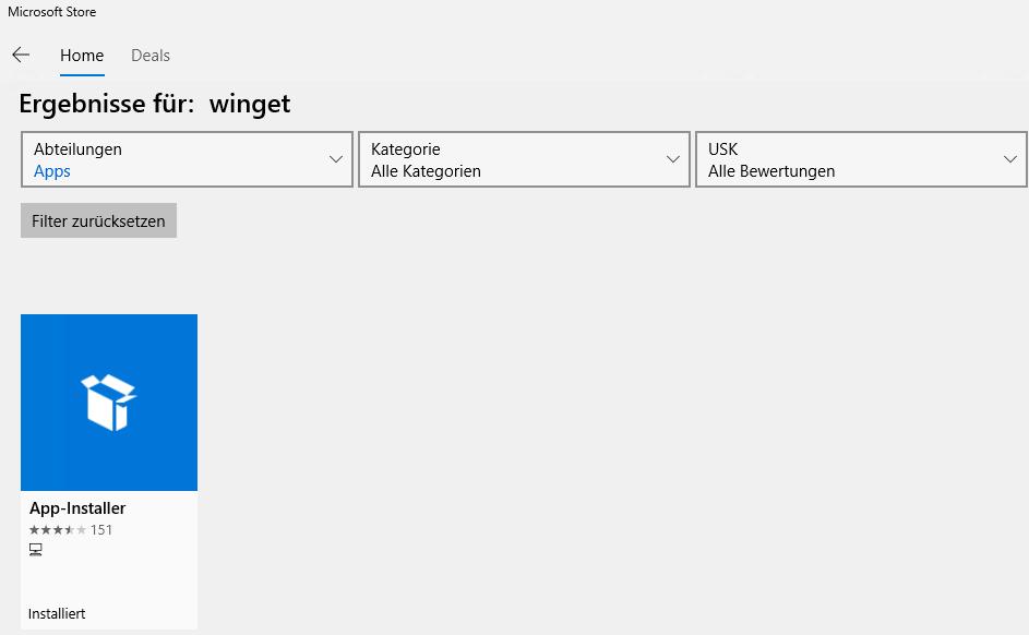 Microsoft Winget Suche Windows Store