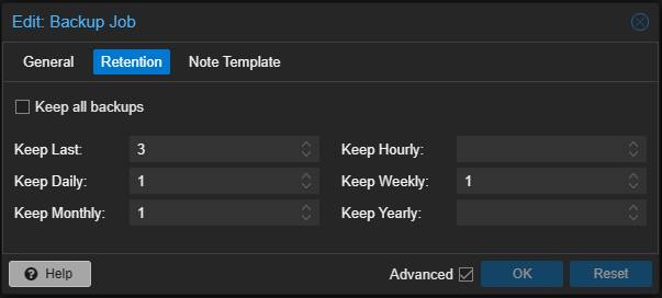 Proxmox Backup Beispiel Backup Job Retentionv2