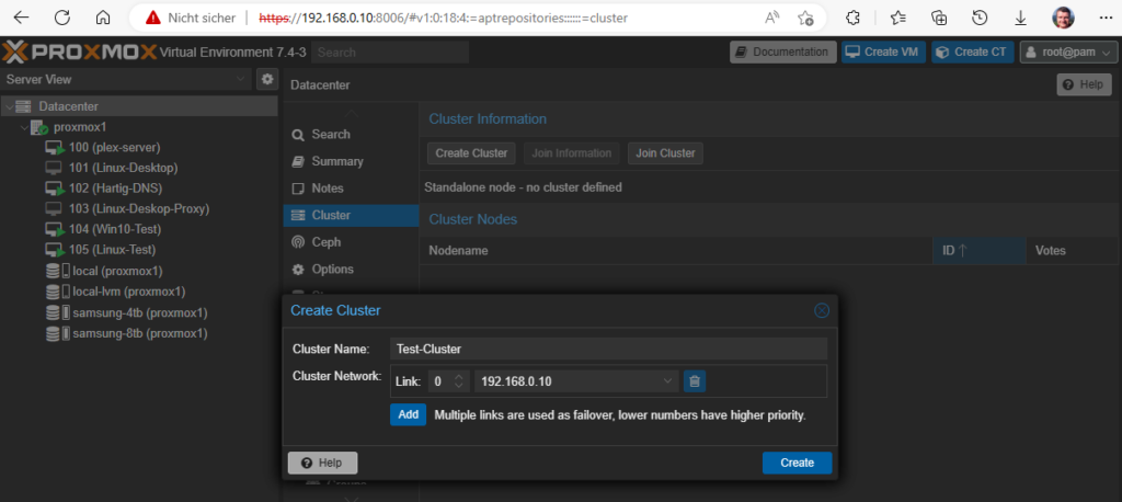 Proxmox Cluster Installation